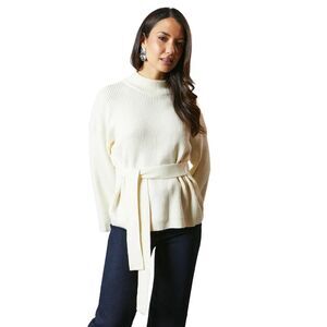 Principles Womens/Ladies High-Neck Tie Back Sweater / Ecru